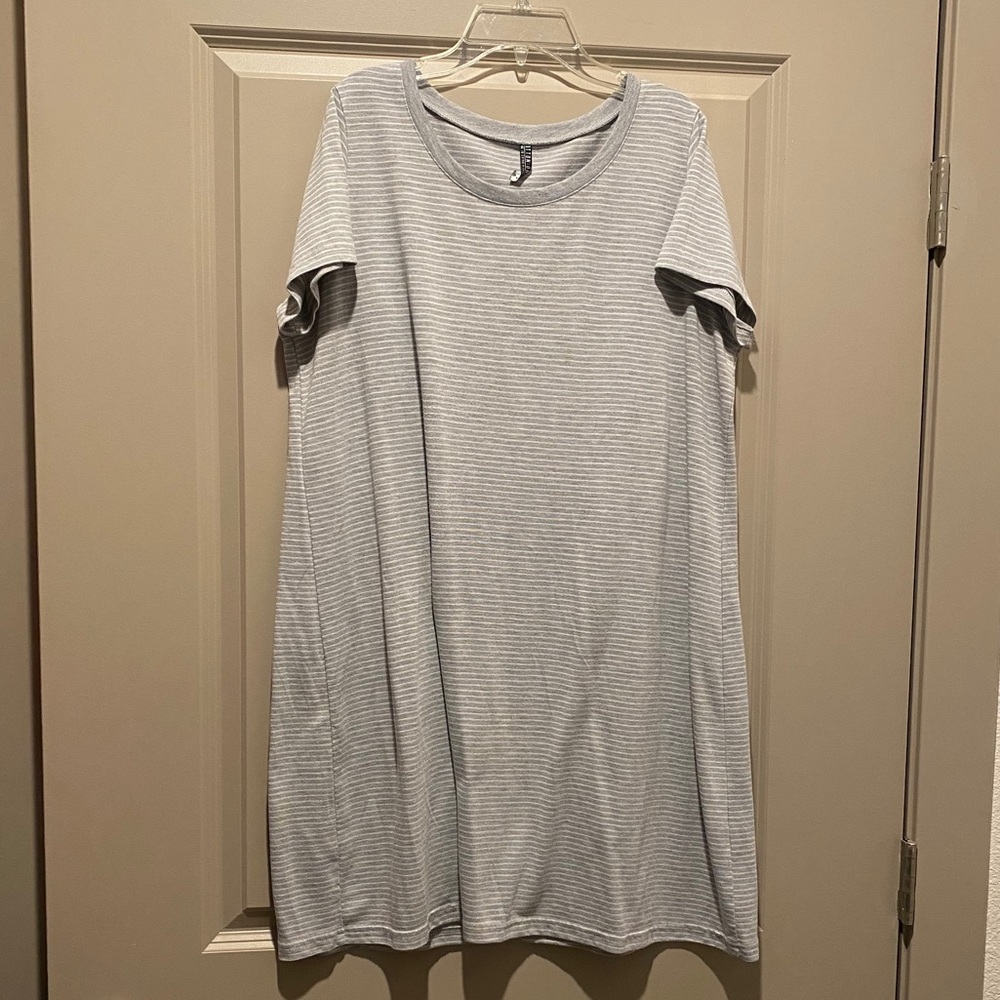 Grey and white striped tshirt dress